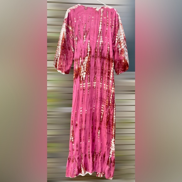 Handmade Hand Dyed Boho Bohemian Maxi Kimono Dress | Festival Rave Bali Chakra - Picture 6 of 8